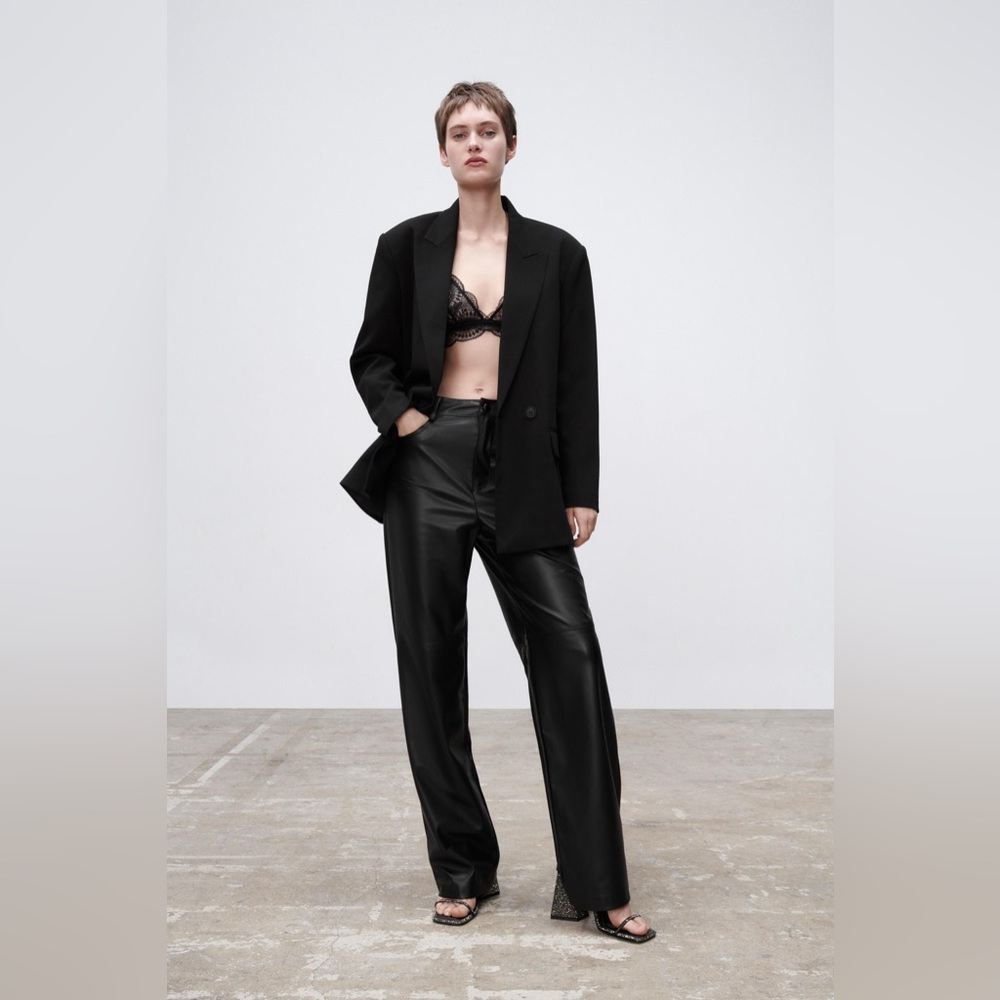 ZARA Faux Leather Straight Leg Pants